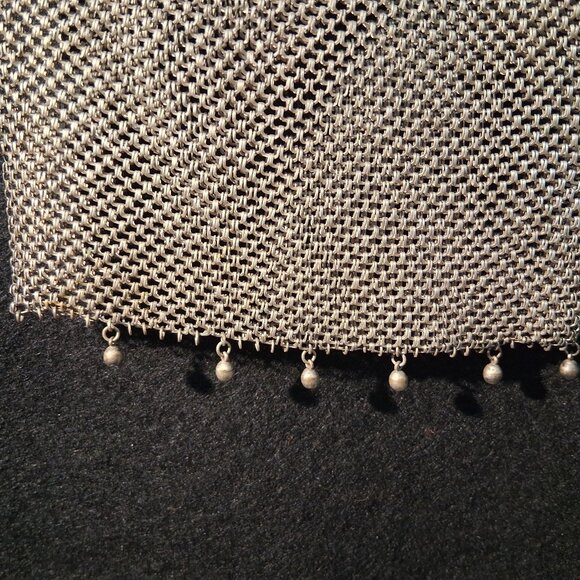 Shimmering Green‑Gold Metal Mesh Coin Pouch with Crest Plate & Talon Zipper - Picture 8 of 16